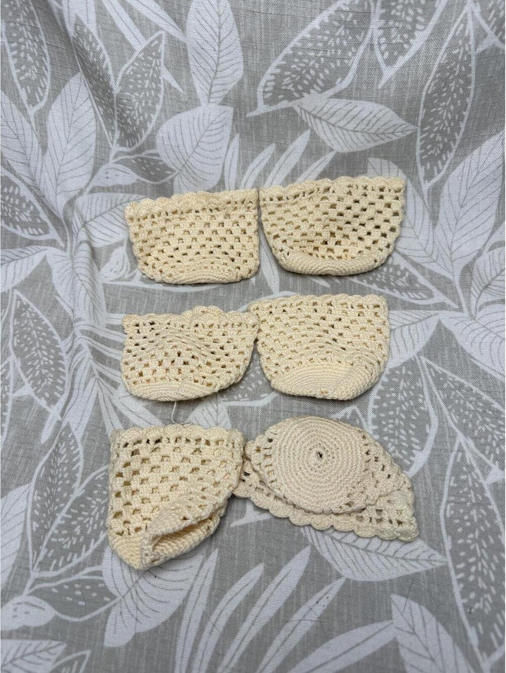 Vintage Hand Crocheted Egg Cozies Set of 6 Cream Cotton Egg Warmers Cottagecore
